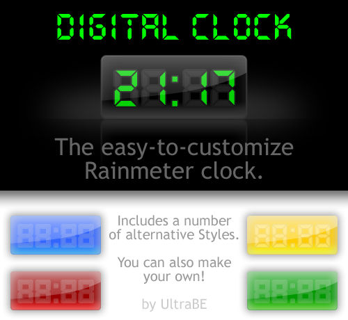 Digital Rainmeter Clock by UltraBE on DeviantArt