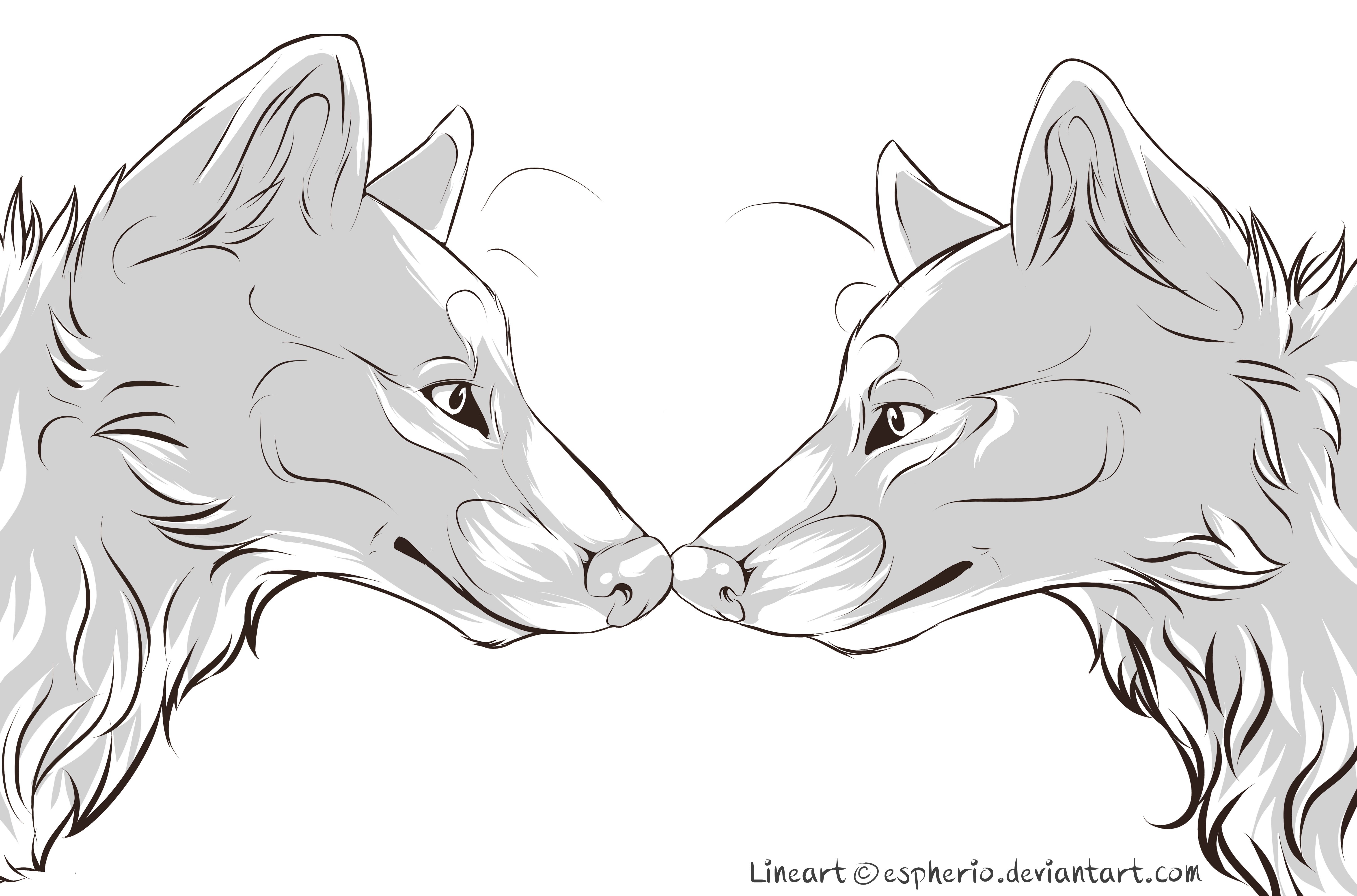 Wolf Couple- Free Lineart!