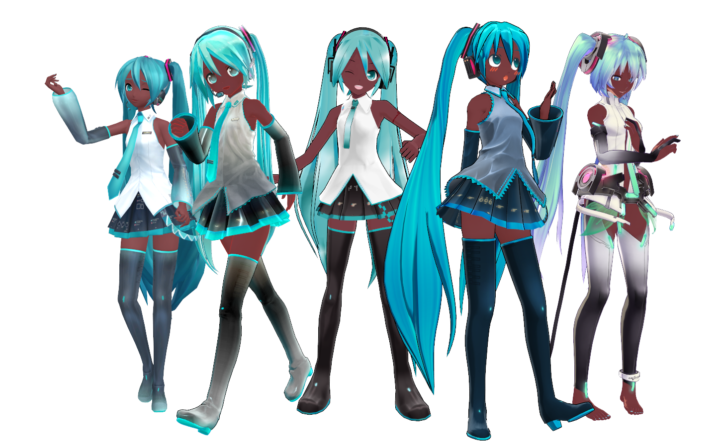 Black Miku Set by DesertDraggon
