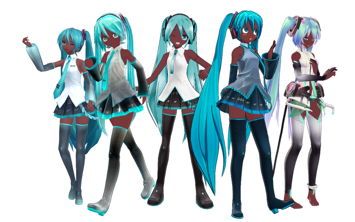 Black Miku Set by DesertDraggon