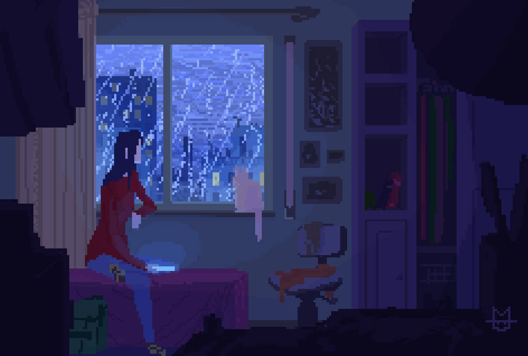 pixel rain