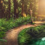 Romantic Forest Path - Premadebackground - PU CU