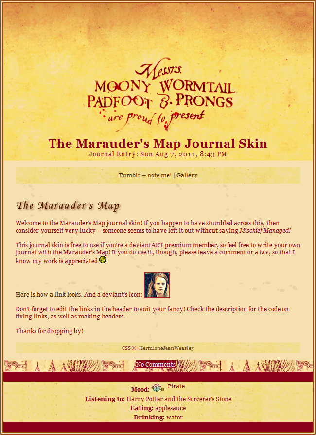 Marauder's Map Journal Skin