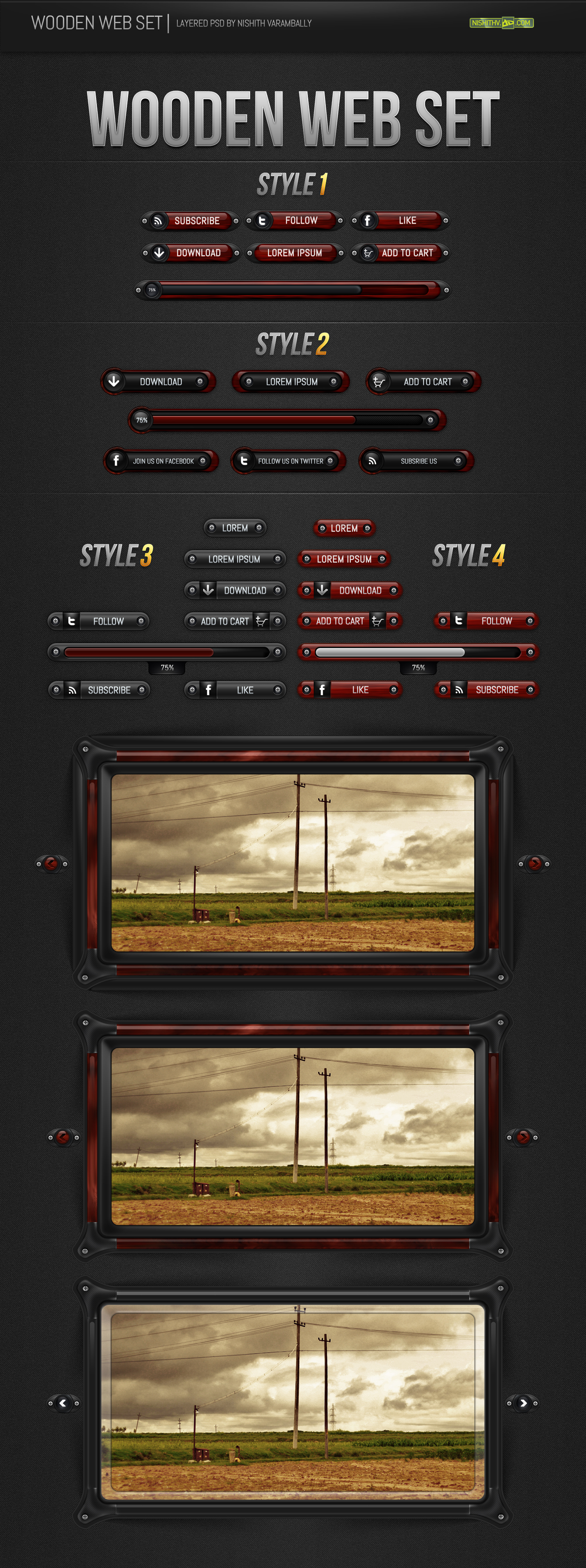 Wooden Web Set PSD by NishithV