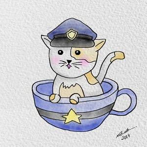 Police Cat In Cup