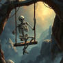 Rusty chains creak in the evening breeze,  