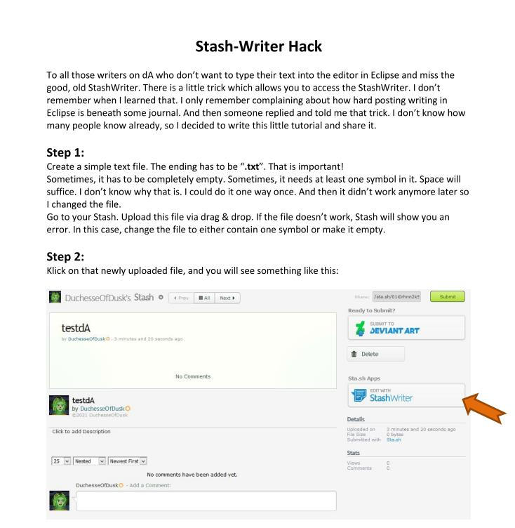 Stash-Writer Hack by DuchesseOfDusk on DeviantArt