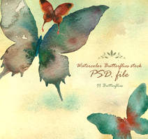 Watercolor butterflies stock