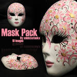 Pink flower mask pack by NickiStock