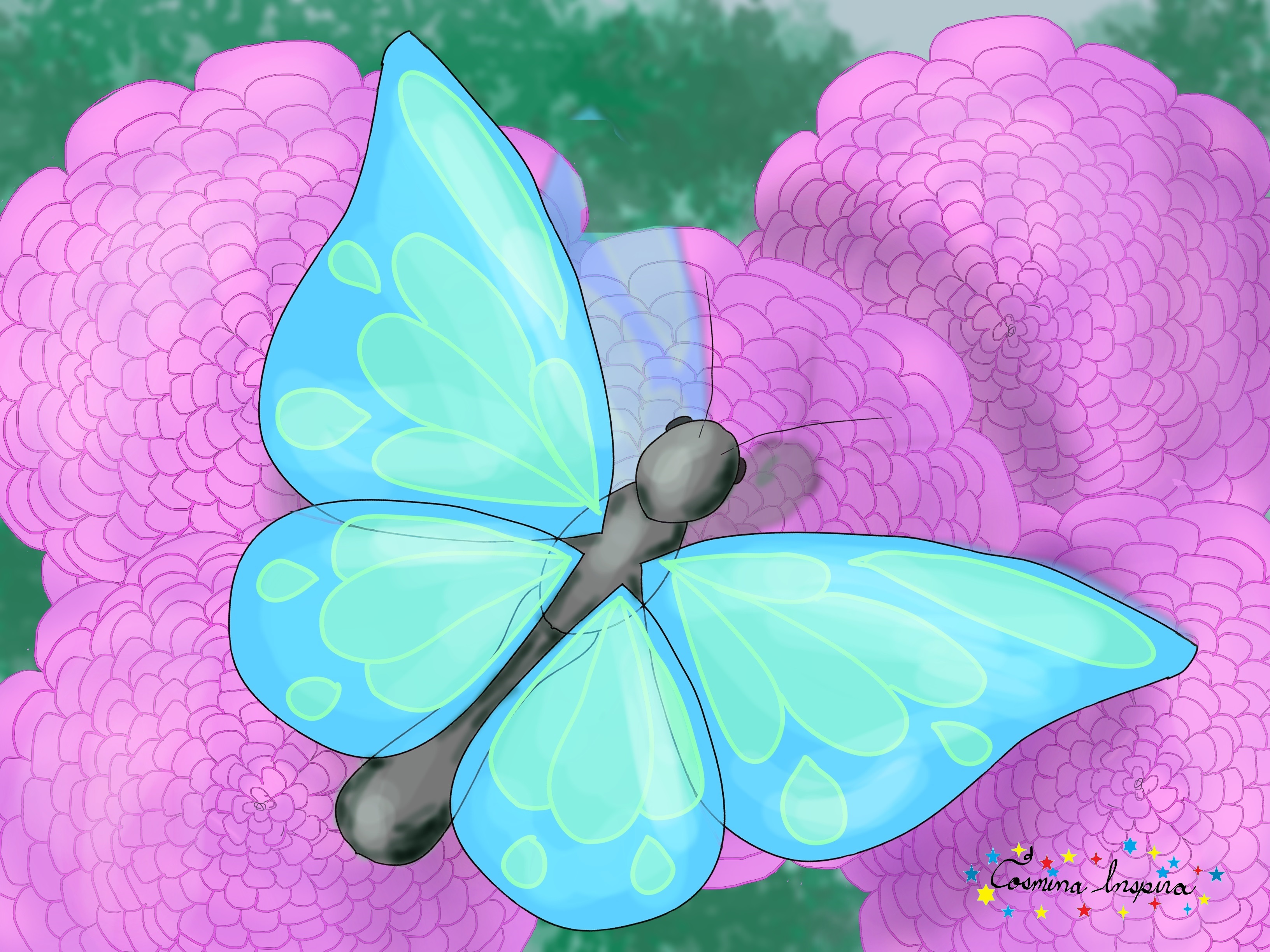 Butterfly and Flowers by CosminaInspira on DeviantArt