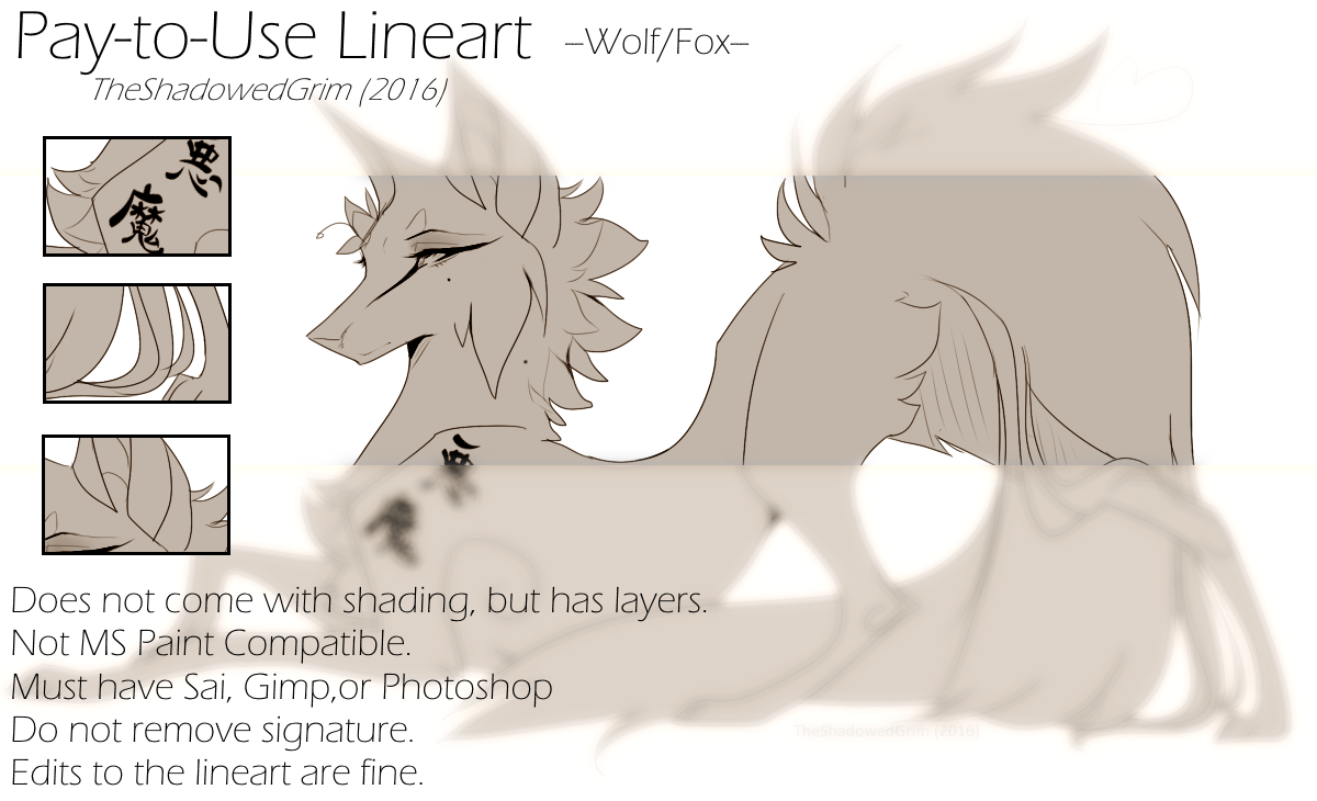 [p2u] Wolf/Fox Lineart