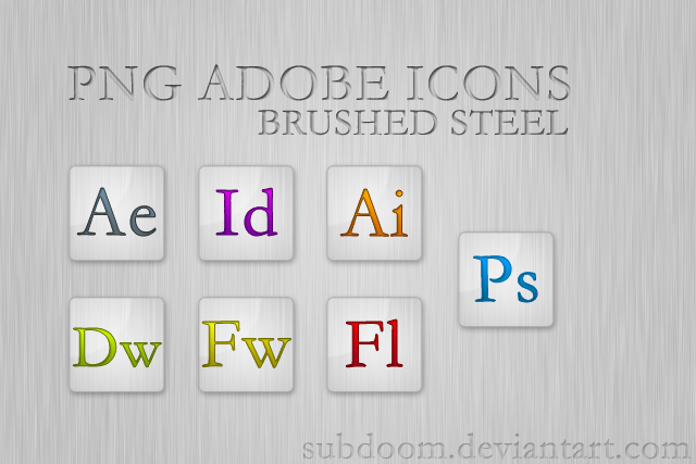 Adobe Brushed steel icons