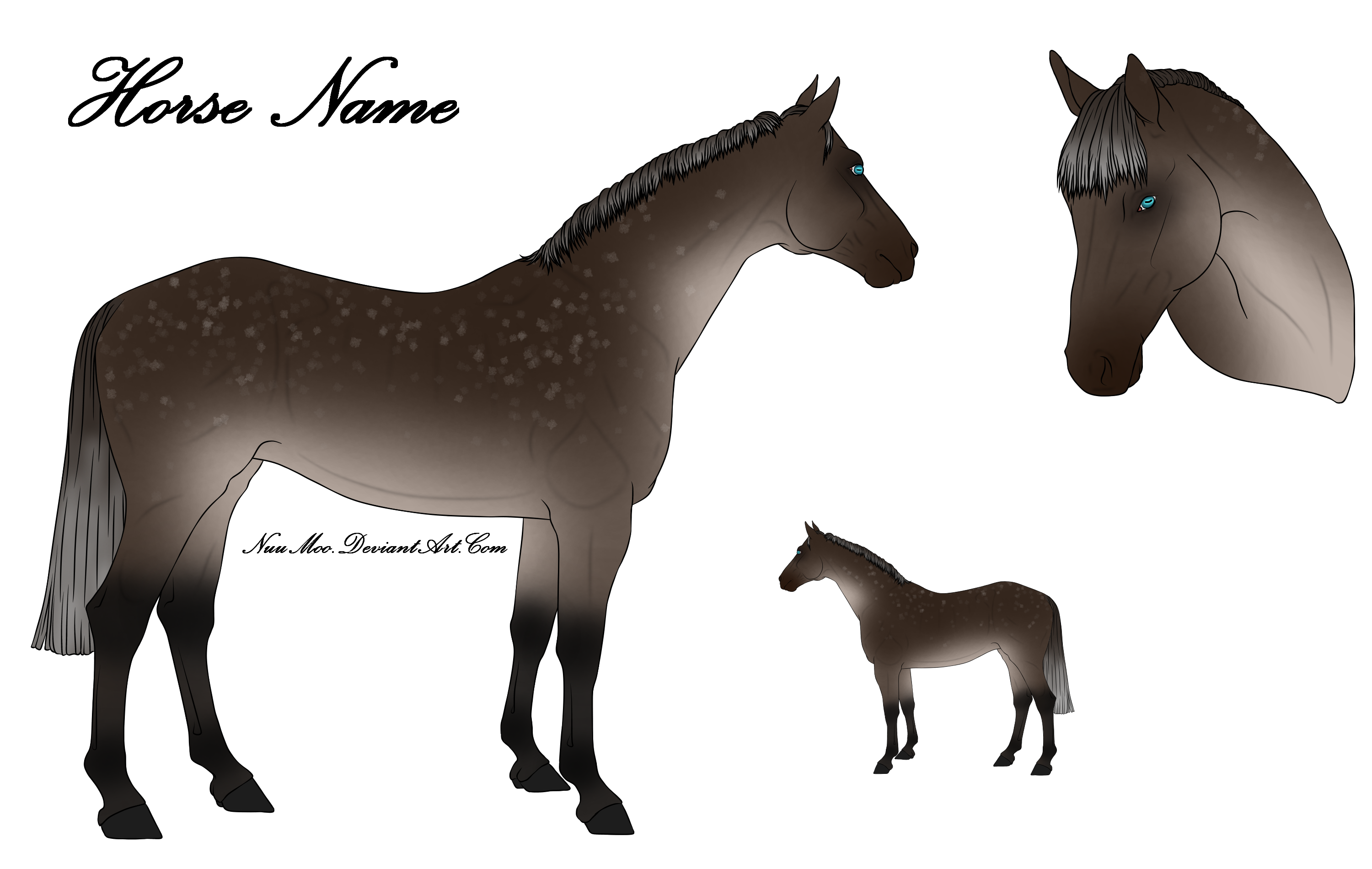Horse Ref Sheet Lineart P2U by NuuMoo on DeviantArt