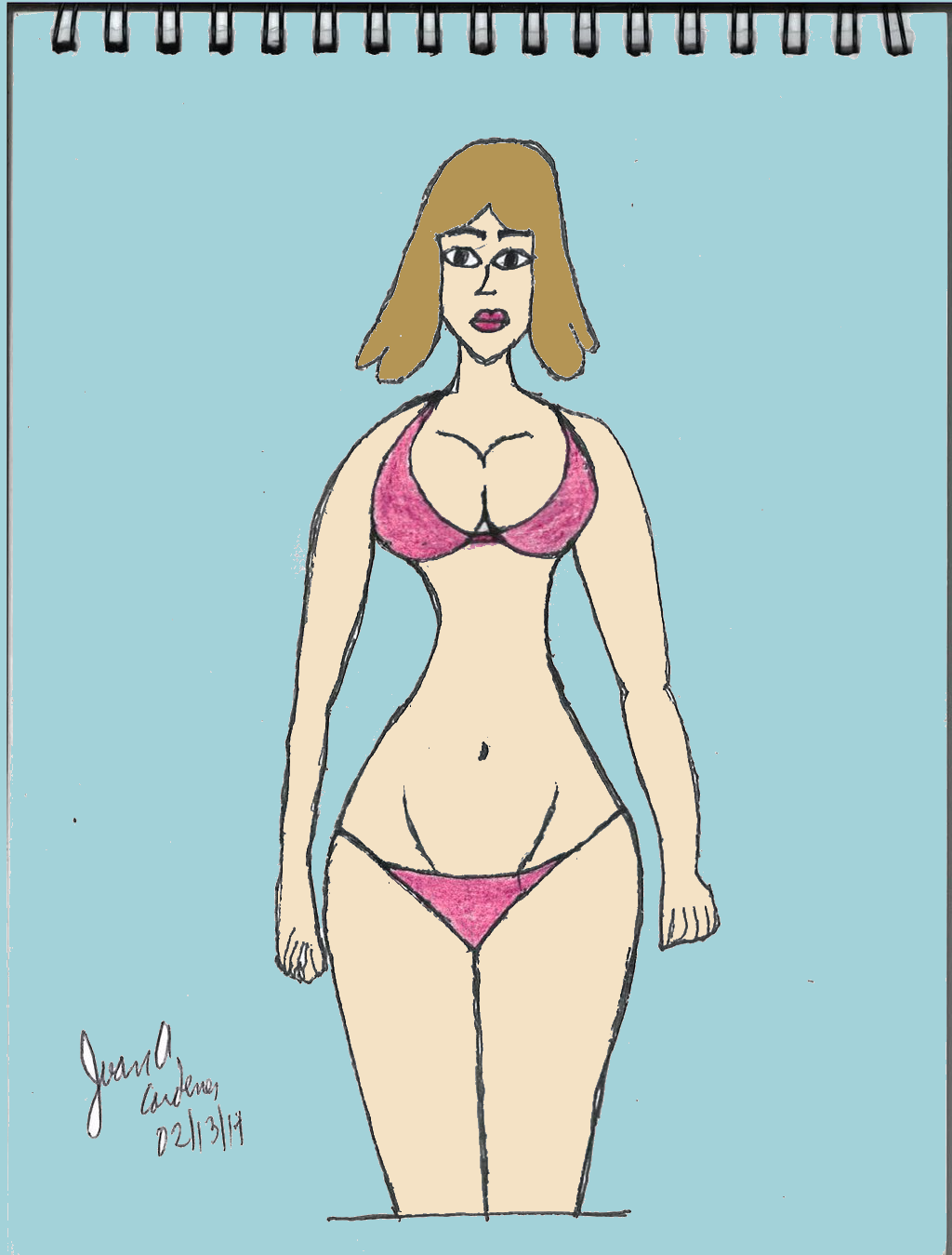 Hand Drawing of A Violin Shape Woman in Bikini - 2