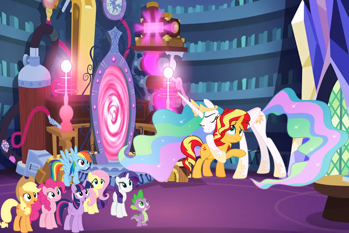 Mane 6 See Sunset Shimmer And Celestia Reunite by SunsetShimmerTrainZ1 ...