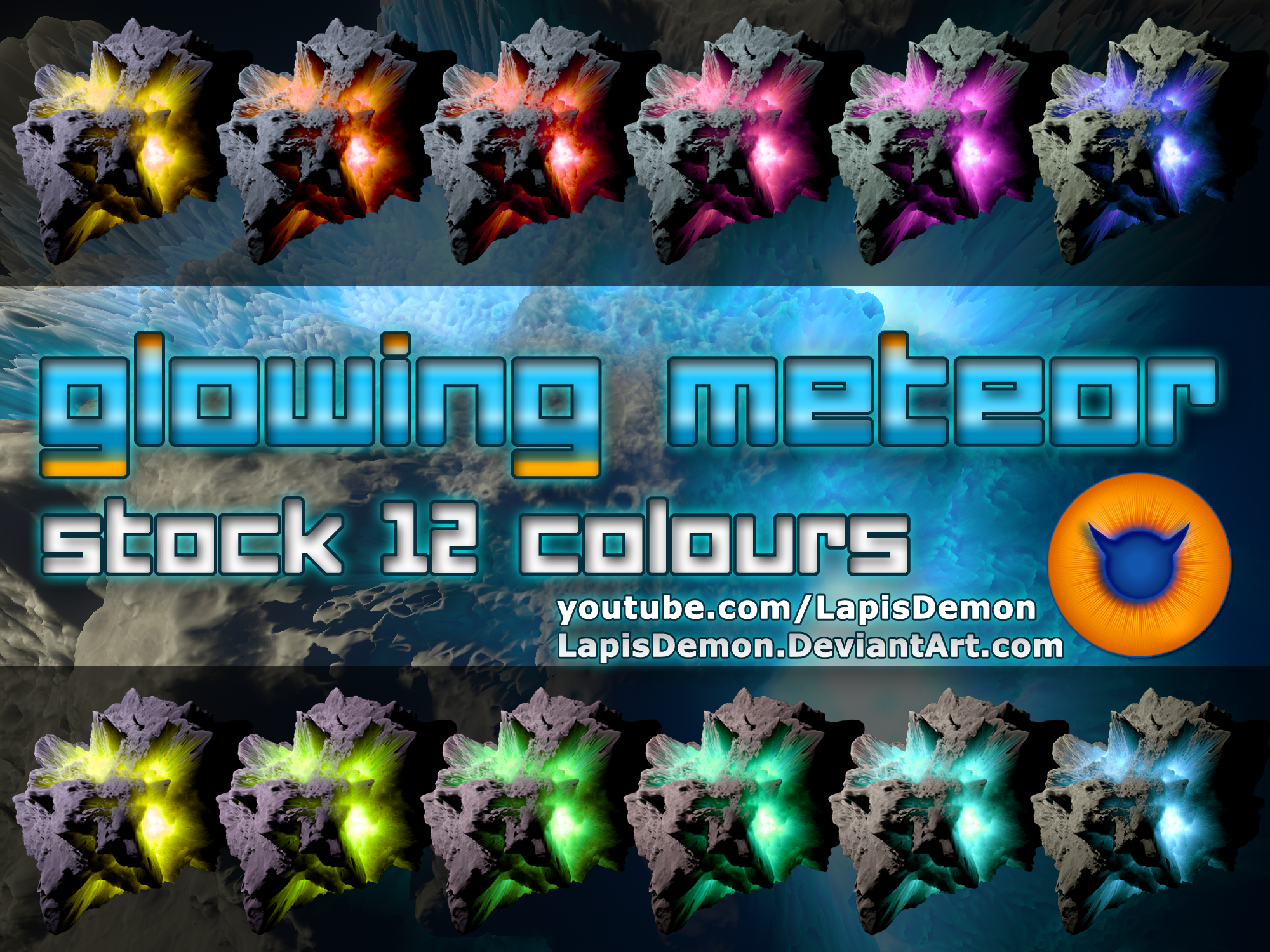 Asteroid Meteor 12 colours Space Stock PNG-ZIP by LapisDemon