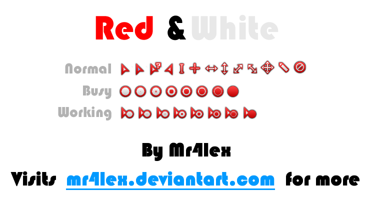 Red and White Cursor Set