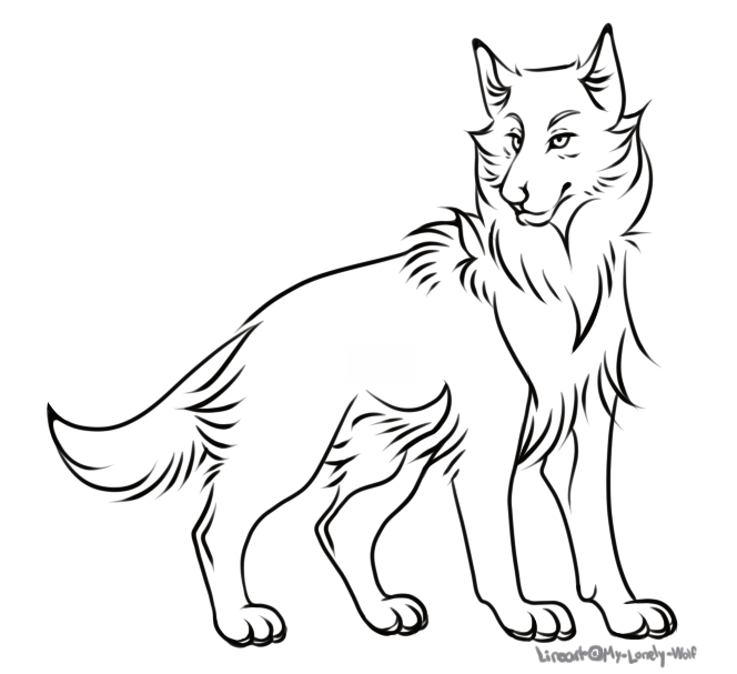 Free PNG, PSD and Sai Wolf Lineart