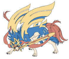 Zacian - FREE lineart with colors by Skudde