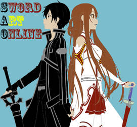 Kirito and  Asuna with a back ground