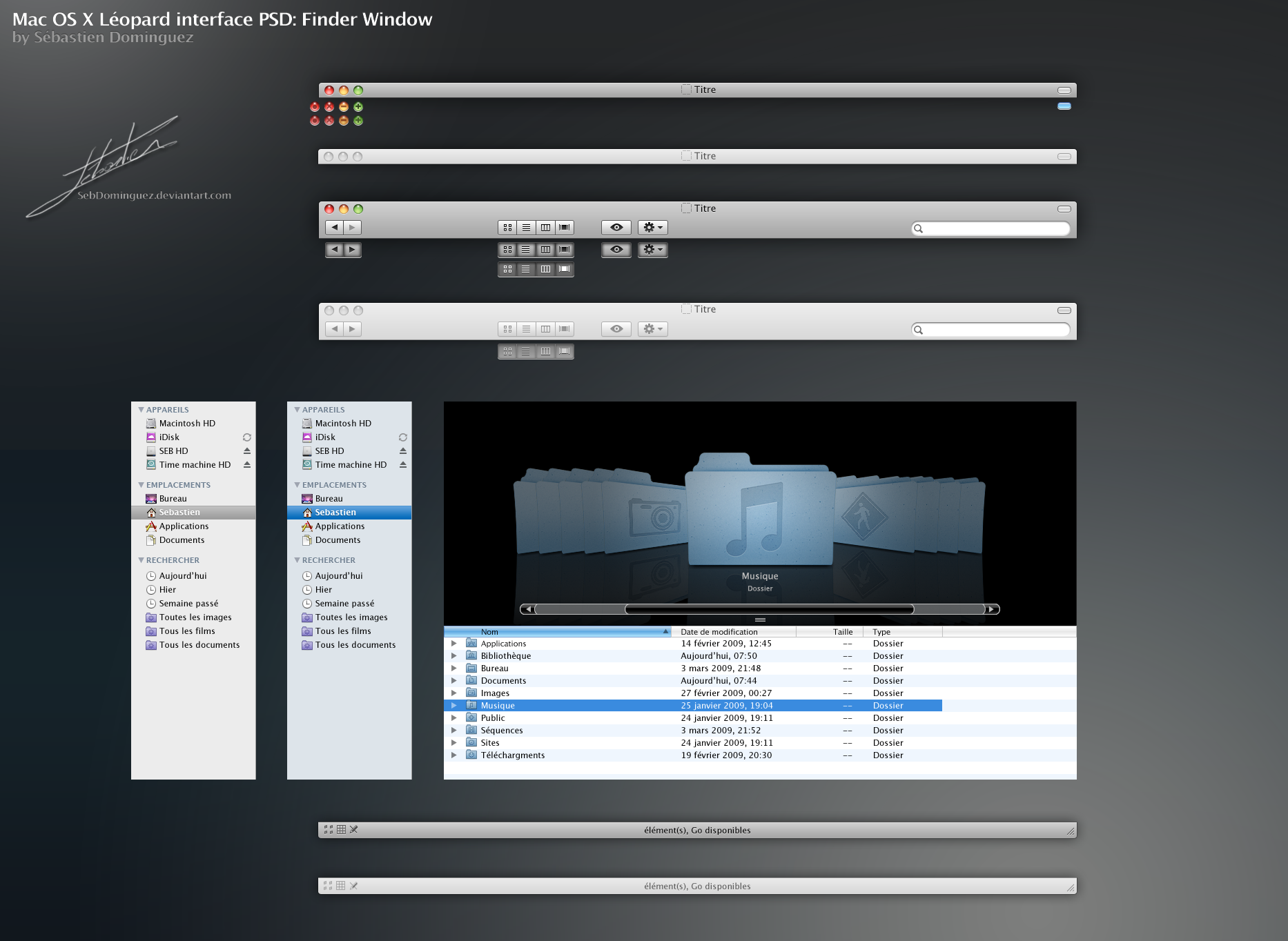 Mac OS X Finder interface PSD