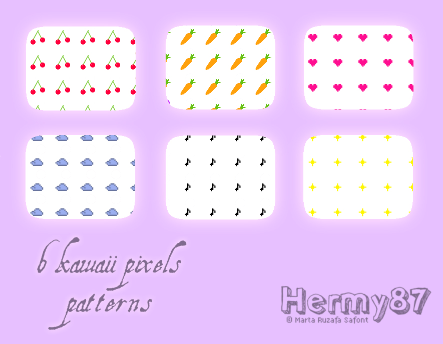 Kawaii pixels patterns