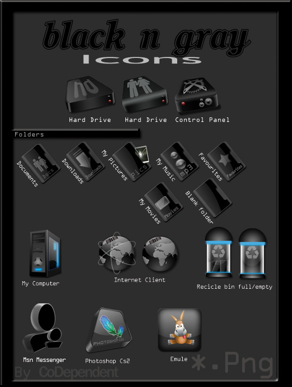 Black n Gray Icons