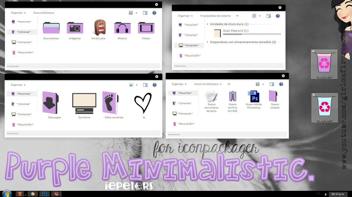 Theme IconPackager: Purple Minimalistic.