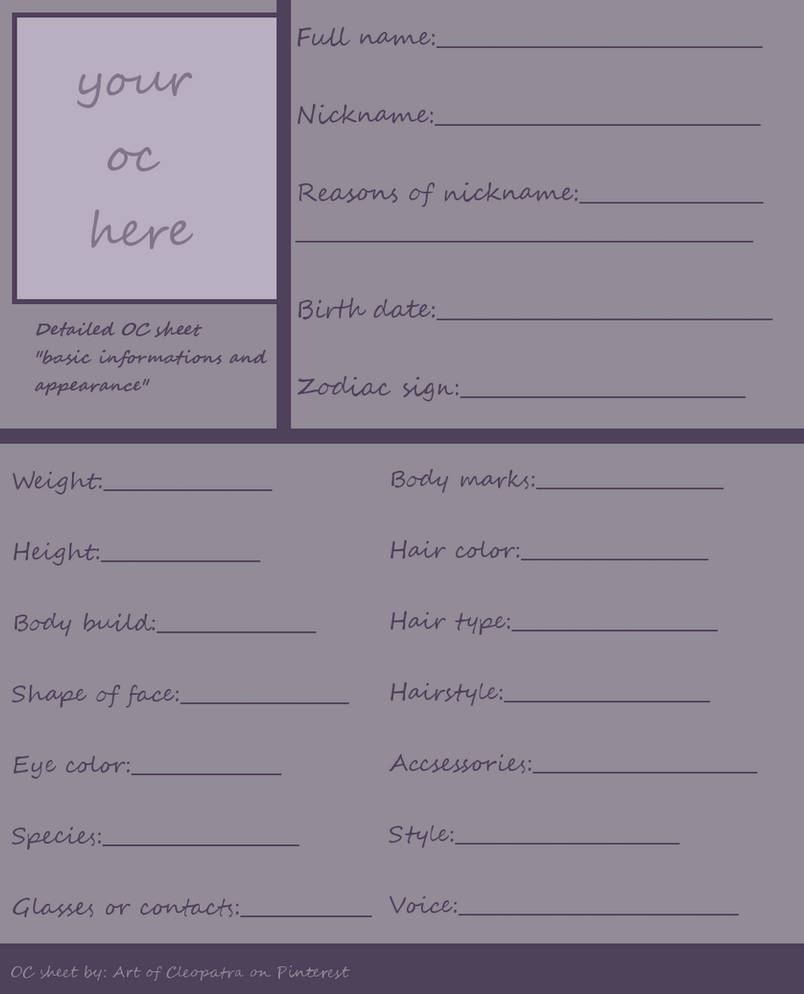 Character Chart by yesonlyme on DeviantArt
