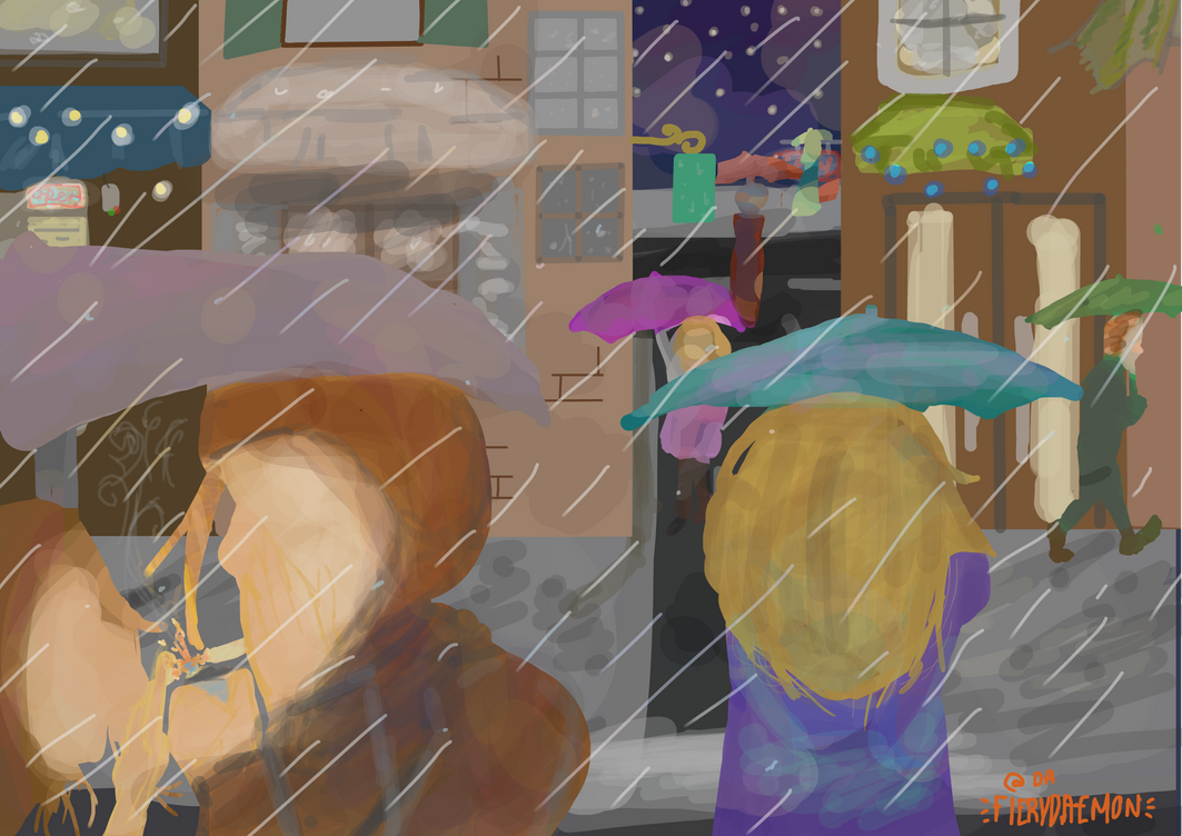 The rain falls in a night city by FieryDaemon on DeviantArt