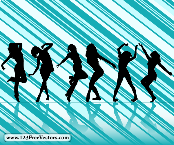 Dancing Girl Silhouettes by 123freevectors