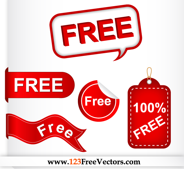 Red Label Sticker, Tag Free Vector