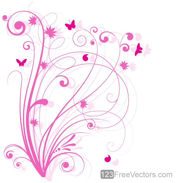 Vector Floral Design 5 Pink Floral Background