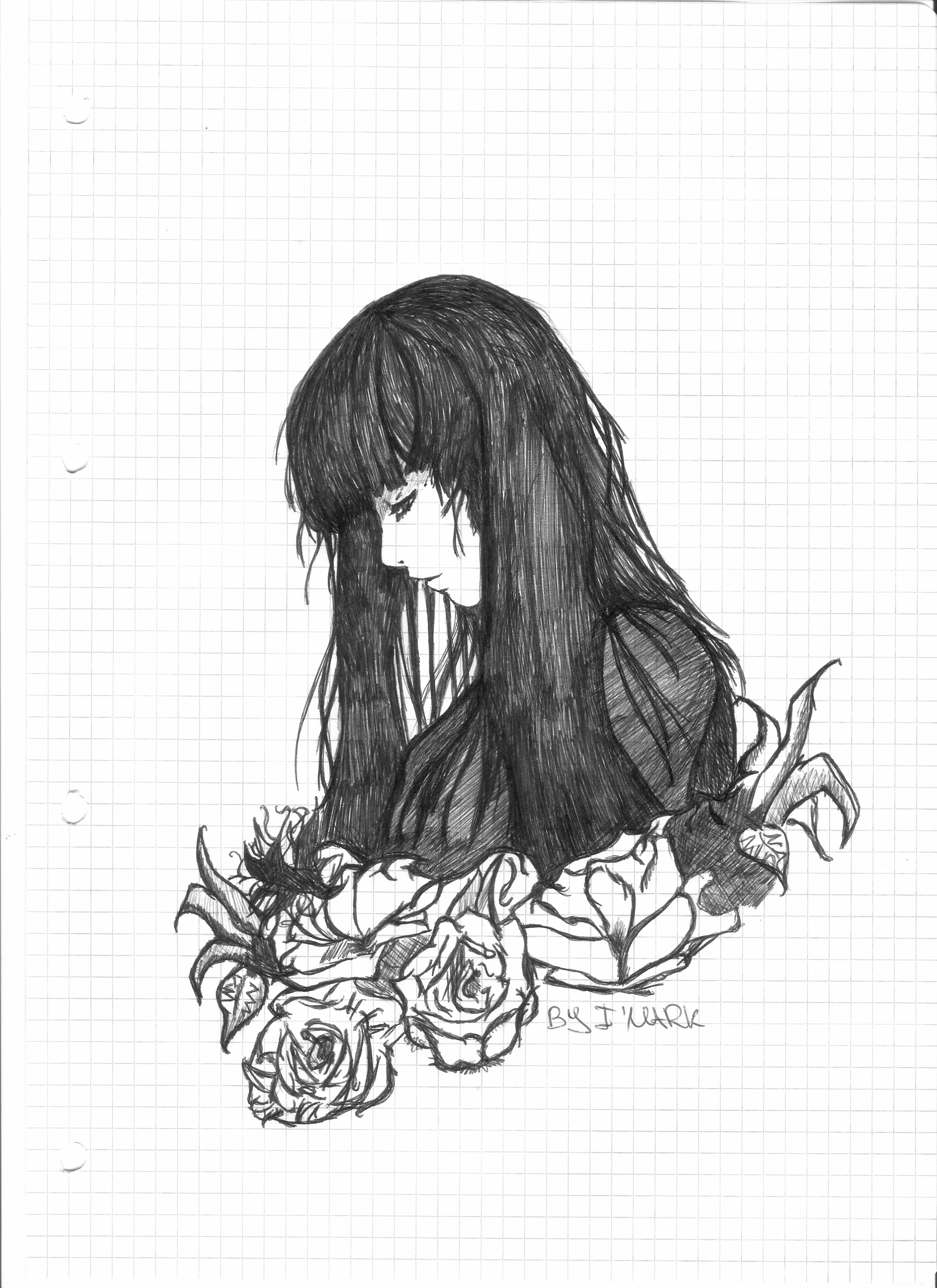 chica #outlines #dibujo #tumblr - Girls With A Black Outline, HD Png  Download - kindpng