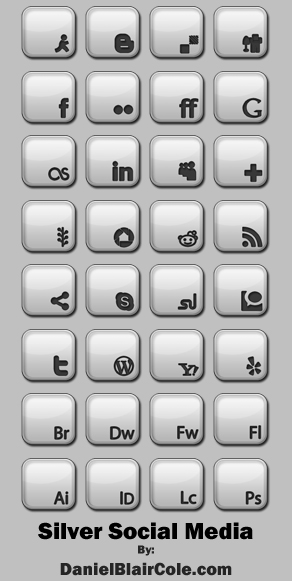 Silver Social Media Icons by Technikill