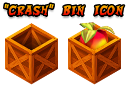 Crash Bandicoot themed trash bin icons