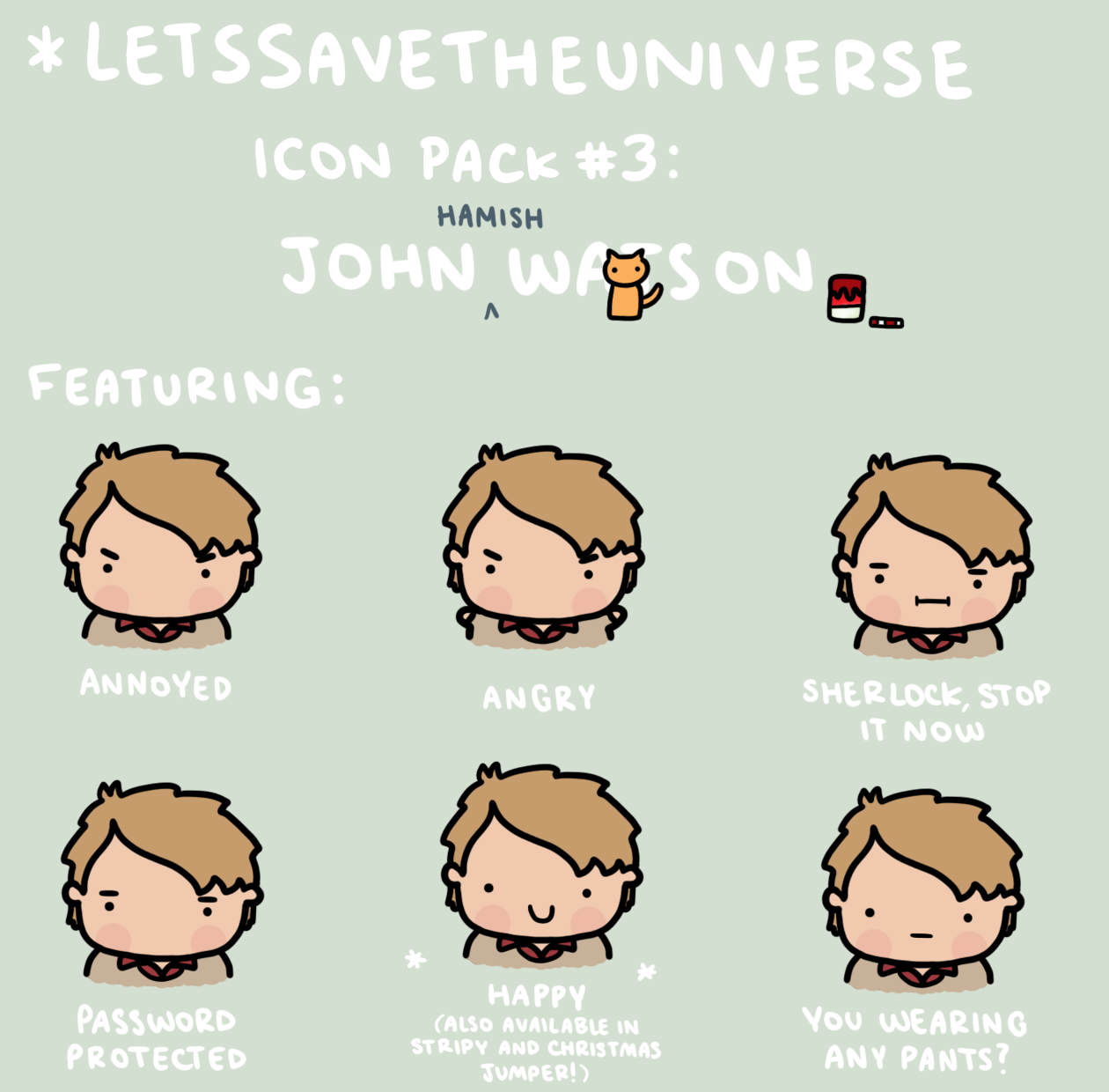 John Watson Icon Pack by LetsSaveTheUniverse