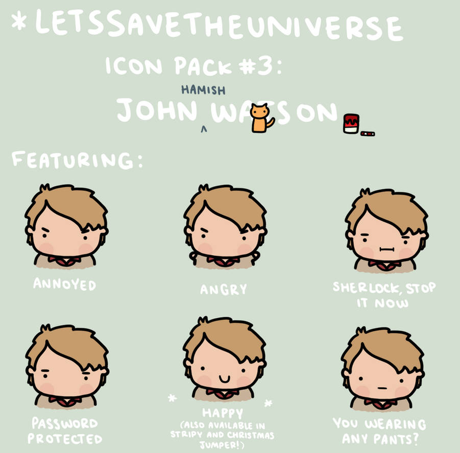 John Watson Icon Pack by LetsSaveTheUniverse