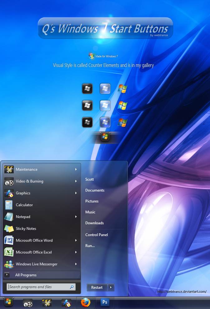 Q's Win 7 Start buttons x64