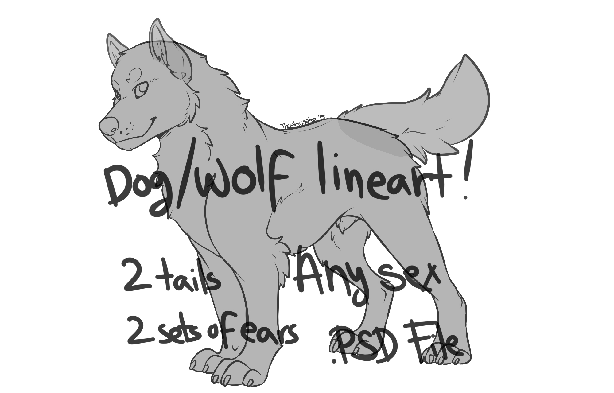 FREE Dog/Wolf ready to color lineart!