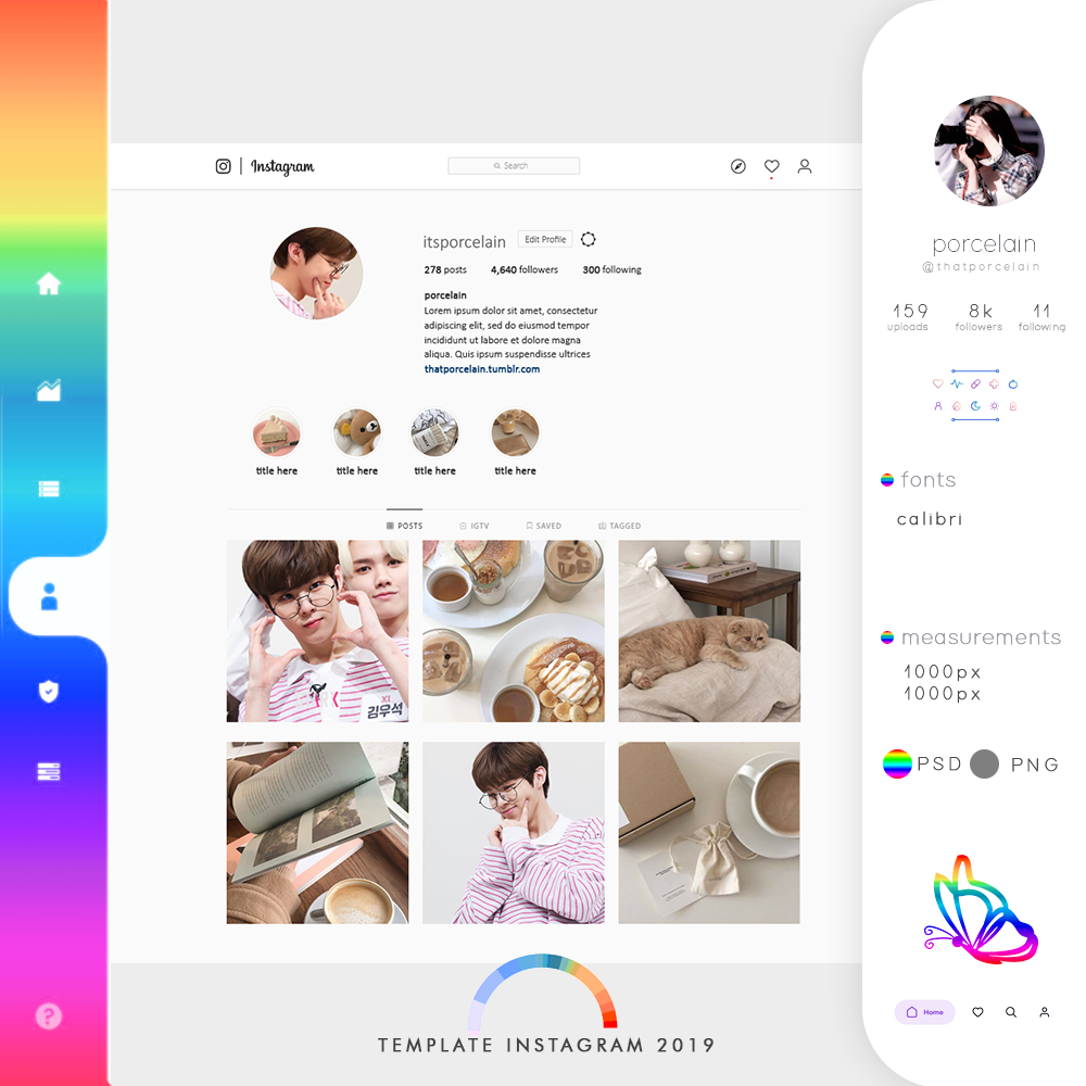 Mẫu hồ sơ Instagram 2019 BY PORCELAIN của thatporcelain là một trong những mẫu tốt nhất để thiết kế tiểu sử cá nhân của bạn. Với các lớp hiển thị ảnh, slogan hấp dẫn và thông tin cá nhân rõ ràng, mẫu này có thể giúp bạn nhanh chóng tạo ra một hồ sơ chuyên nghiệp và ấn tượng trên Instagram.