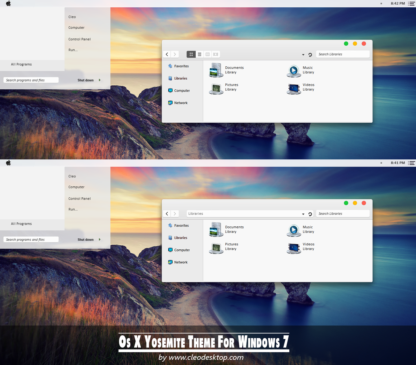 Os X Yosemite theme for Windows 7