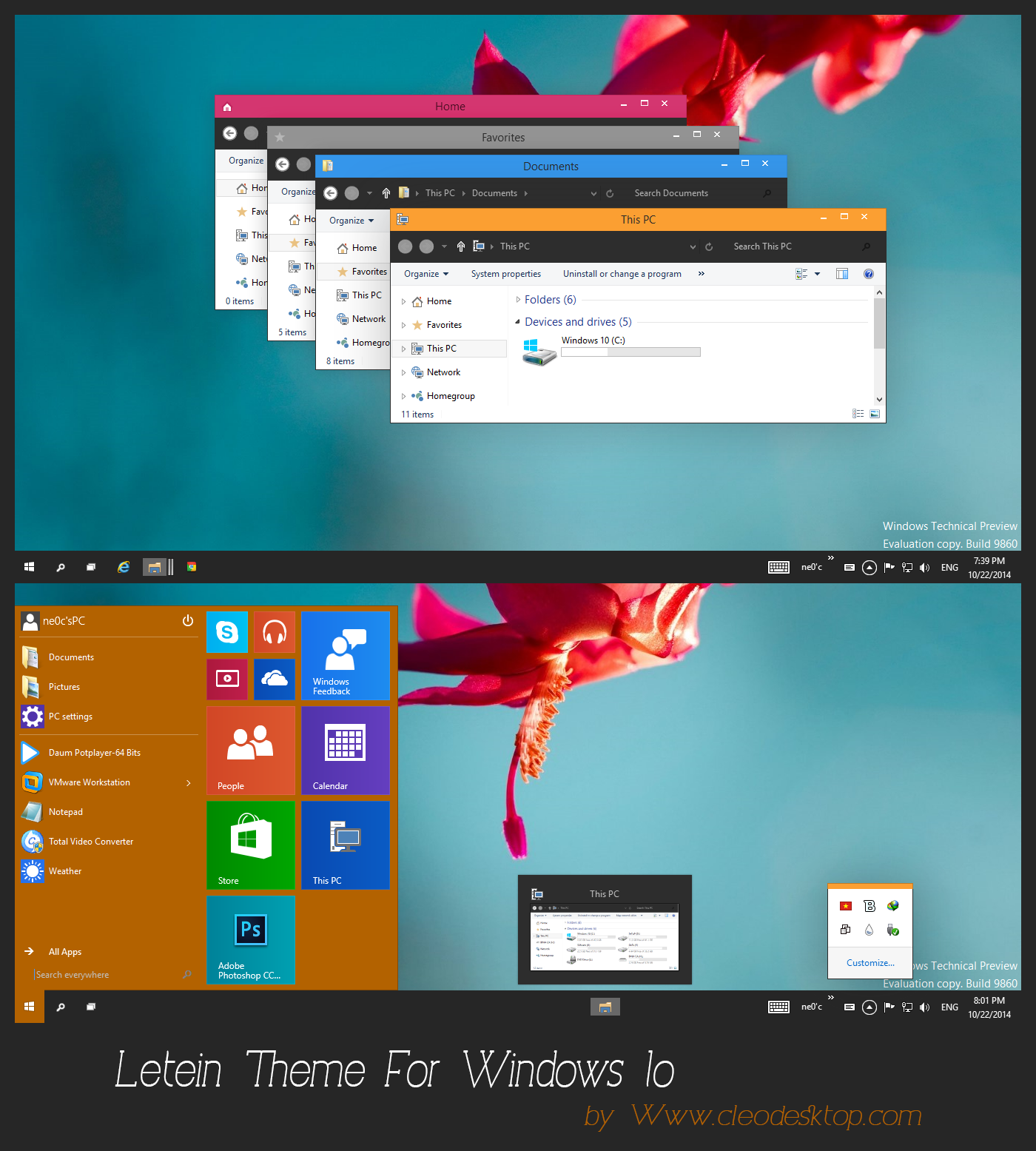 Letein Theme For Windows 10 Technical Preview