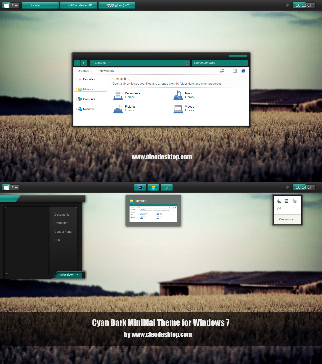 Cyan Dark MiniMal for Windows 7