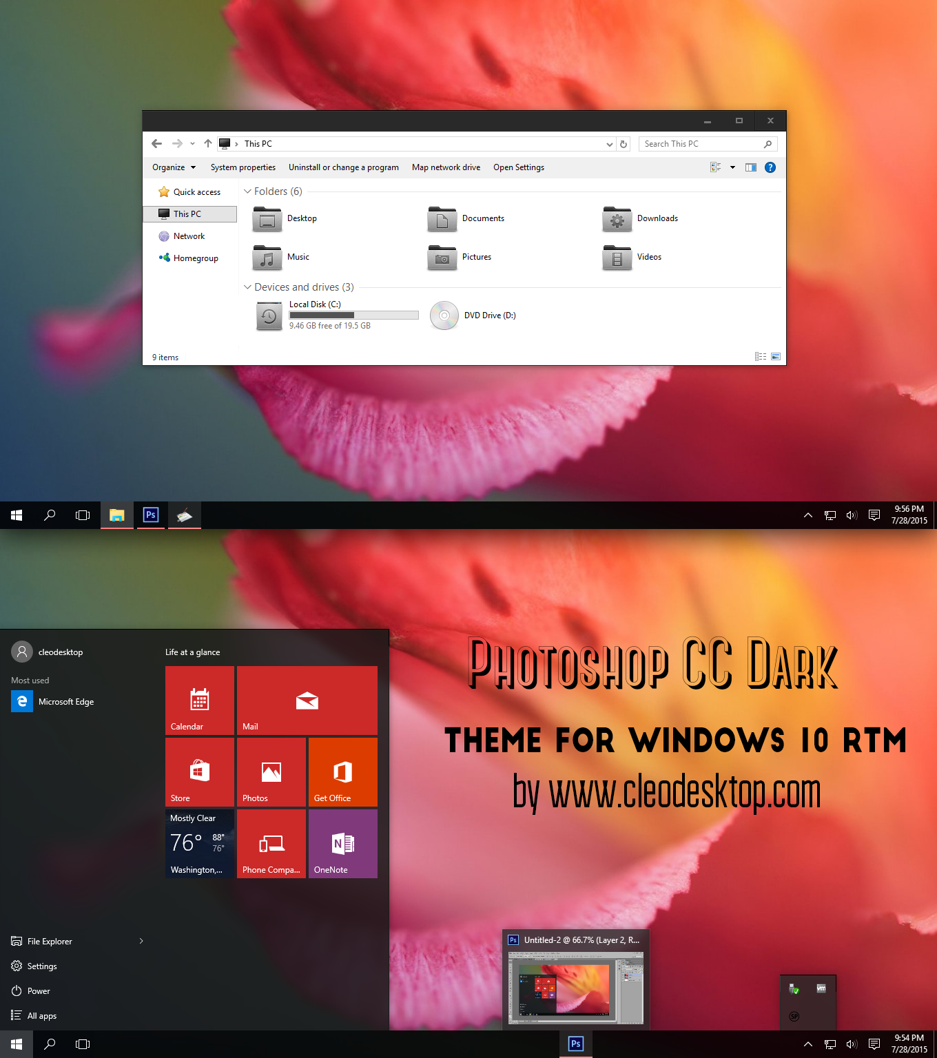 Photoshop CC Dark Theme Windows 10 RTM