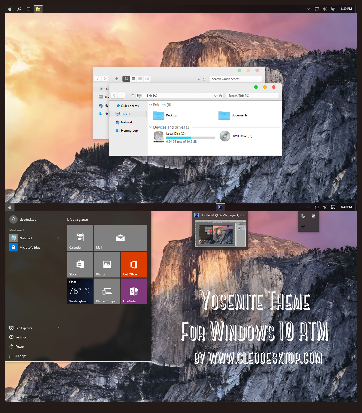 Yosemite Theme For  Windows 10 RTM