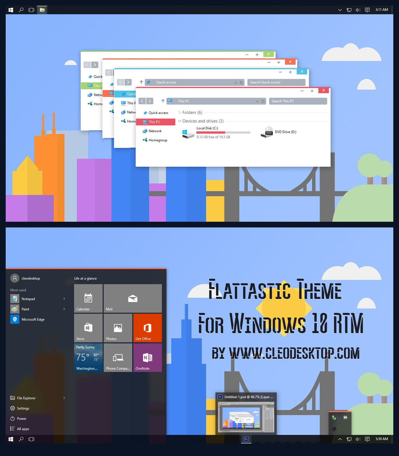 Flattastic Theme For Windows 10 RTM