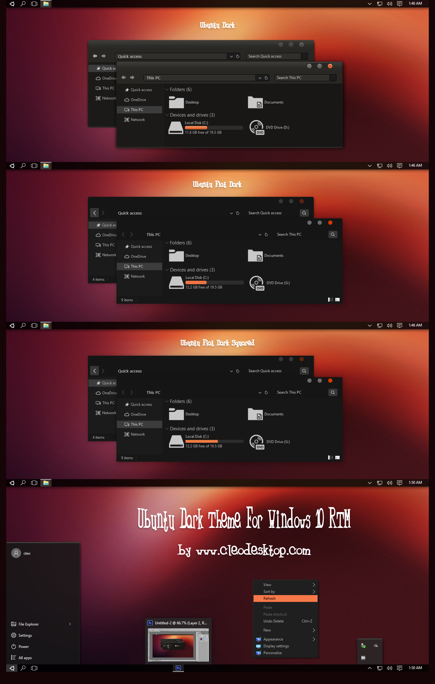 Ubuntu Dark Theme For Windows 10 RTM