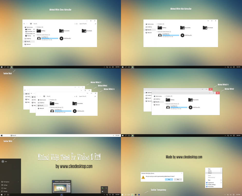 Minimal White Theme For Windows 10 Rtm By Cleodesktop On