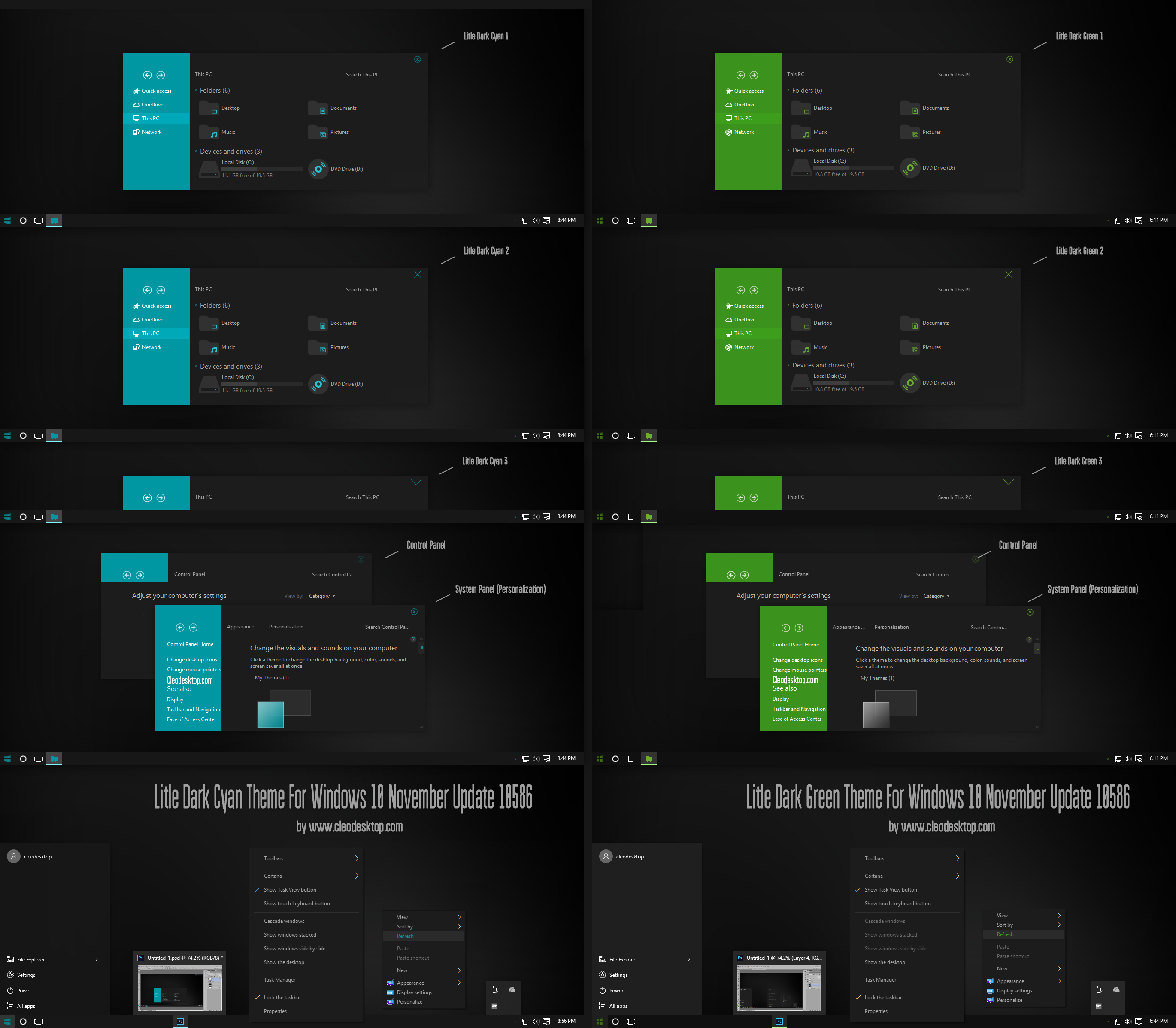 Litle Dark Cyan and Green Theme Win10 Build 10586